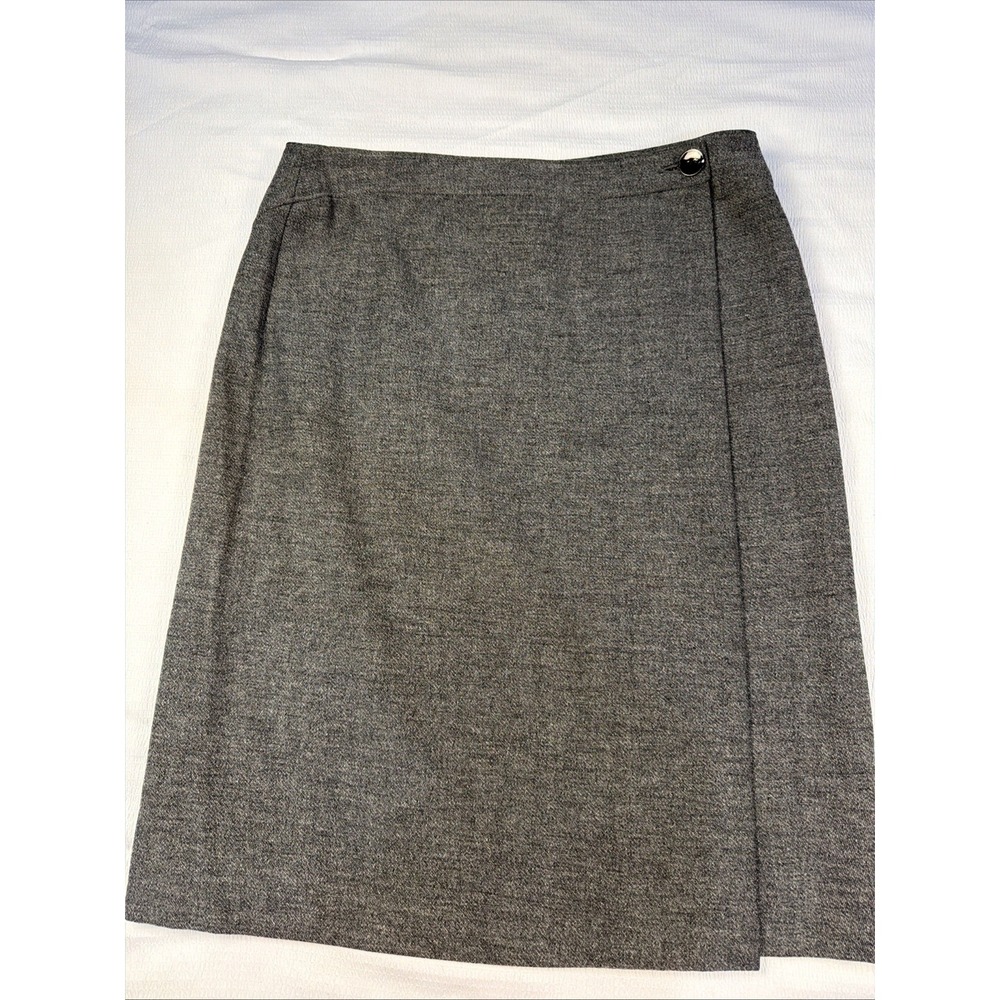 Vintage Luca Luca Grey Heather Wrap‎ Knee Button Flap Length Skirt US 8 Career